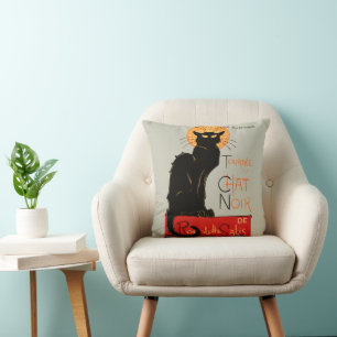 Steinlen Black Cat Classic French Chat Noir Poster Throw Pillow