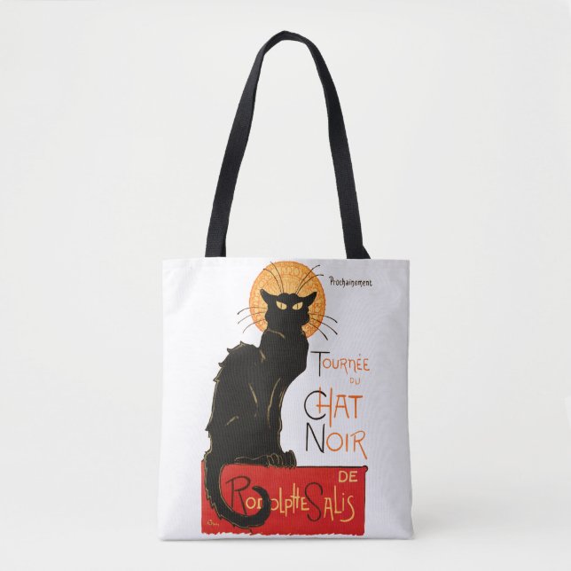 Steinlen Black Cat Classic French Chat Noir Poster Tote Bag (Front)