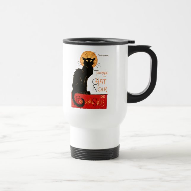 Steinlen Black Cat Classic French Chat Noir Poster Travel Mug (Right)