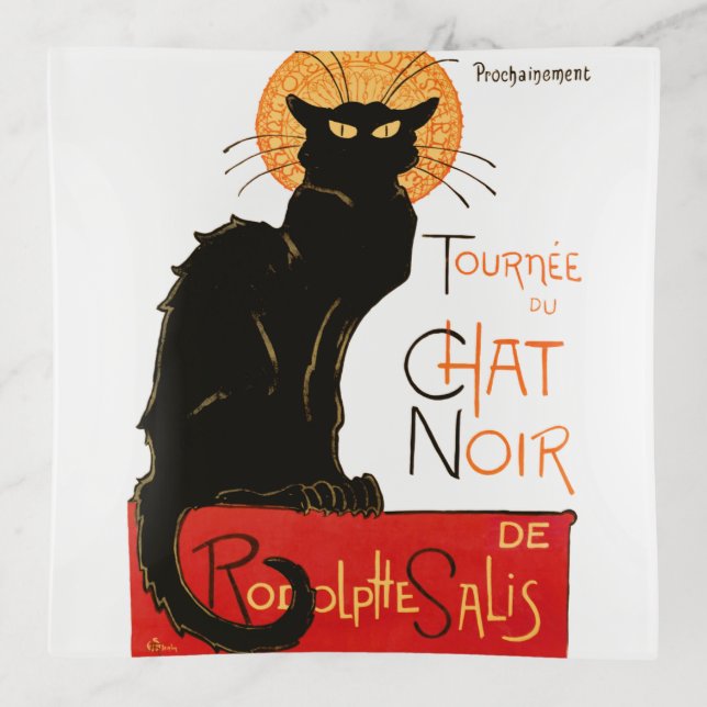 Steinlen Black Cat Classic French Chat Noir Poster Trinket Tray (Front)