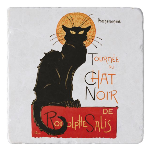 Steinlen Black Cat Classic French Chat Noir Poster Trivet (Front)