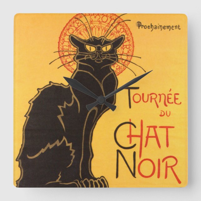 Steinlen: Chat Noir Square Wall Clock (Front)