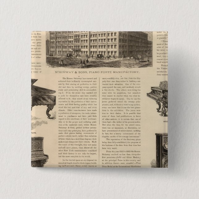 Steinway and Sons, Piano Manufacutrers Button (Front)