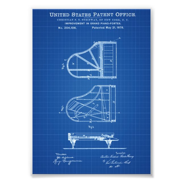Steinway Piano Patent - Patent Print (Front)