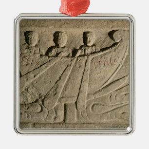 Stela depicting a rowing boat 'Felix Itala' Metal Ornament