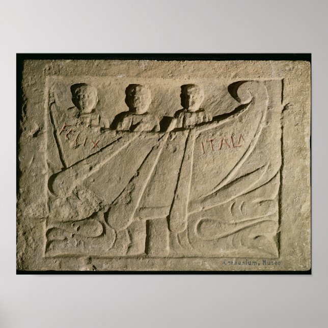 Stela depicting a rowing boat 'Felix Itala' Poster (Front)