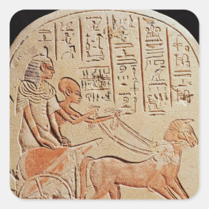 Stela depicting a scribe driving a chariot square sticker