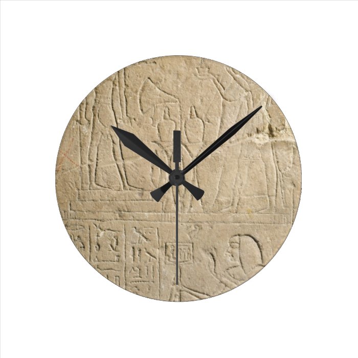 Stela depicting Ramesses II offering incense to hi Round Wall Clock