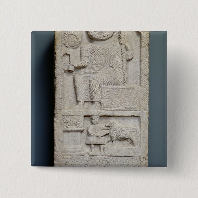 Stele dedicated to Saturn, from El-Ayaida Pinback Button (Front)