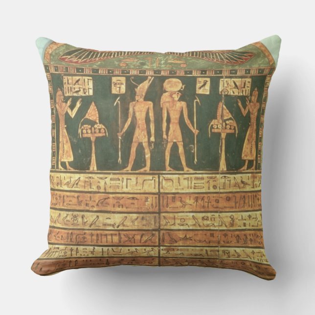 Stele of Horsiese, Late Period (painted wood) Throw Pillow (Front)