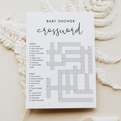 STELLA Baby Shower Crossword Game Card