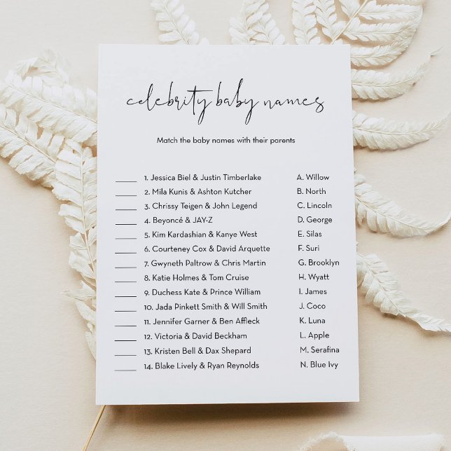 STELLA Celebrity Baby Name Baby Shower Game Invitation (Creator Uploaded)