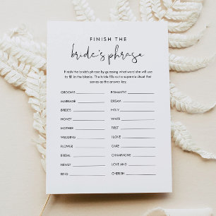 STELLA Finish the Bride's Phrase Bridal Game Invitation