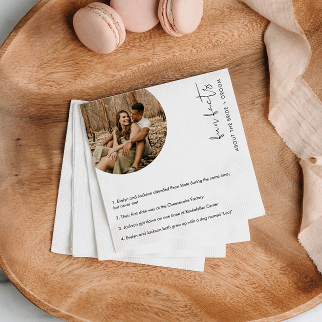 STELLA Fun Facts About the Bride and Groom Card Paper Dinner Napkins (Creator Uploaded)