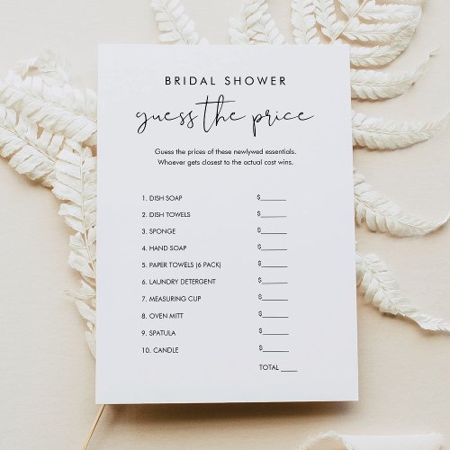 STELLA Guess the Right Price Bridal Shower Game Invitation