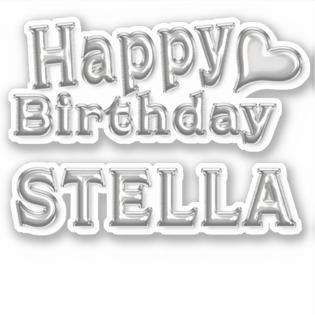 Stella Happy Birthday silver sticker (Front)
