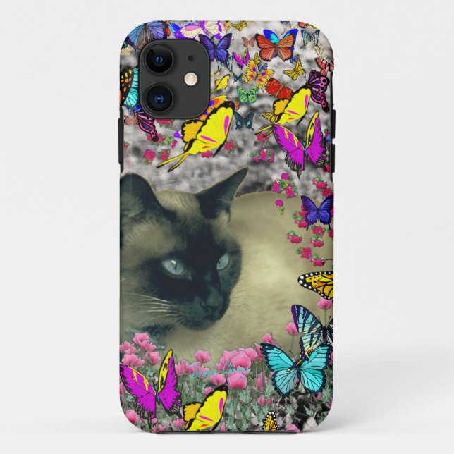 Stella in Butterflies Chocolate Point Siamese Cat Case-Mate iPhone Case (Back)