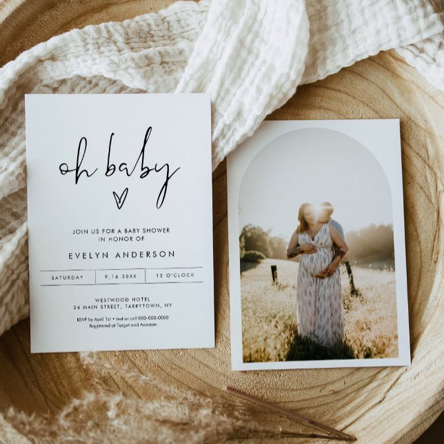STELLA Minimalist Photo Oh Baby Shower Invitation (Creator Uploaded)