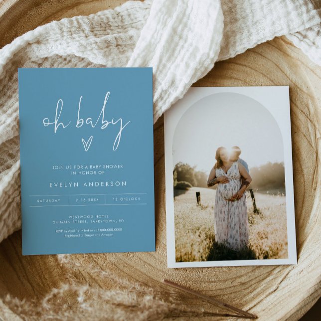 STELLA Minimalist Photo Oh Baby Shower Invitation (Creator Uploaded)