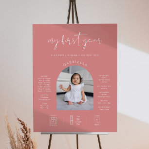 STELLA Minimalist Pink 1st Birthday Milestone Sign