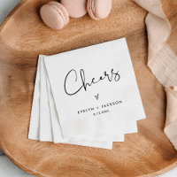 STELLA Minimalist Wedding Cheers Cocktail Napkins