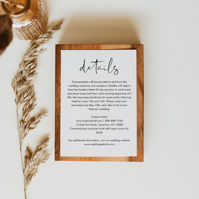 STELLA Minimalist Wedding Details Card, 3.5x5 Enclosure Card (Creator Uploaded)