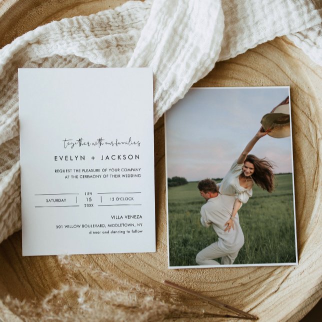 STELLA Minimalist Wedding Invitation with Photo (Creator Uploaded)