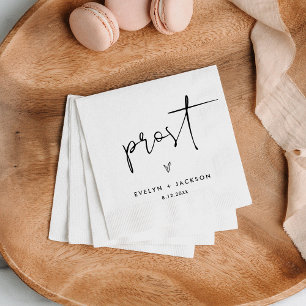 STELLA Minimalist Wedding Prost Cheers Cocktail Napkins
