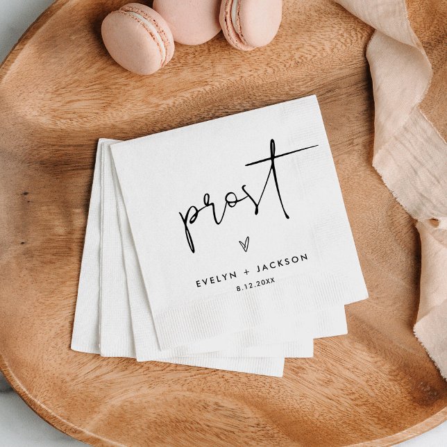 STELLA Minimalist Wedding Prost Cheers Cocktail Napkins (Creator Uploaded)