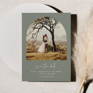 STELLA Modern Arch Photo Save The Date Magnet Sage