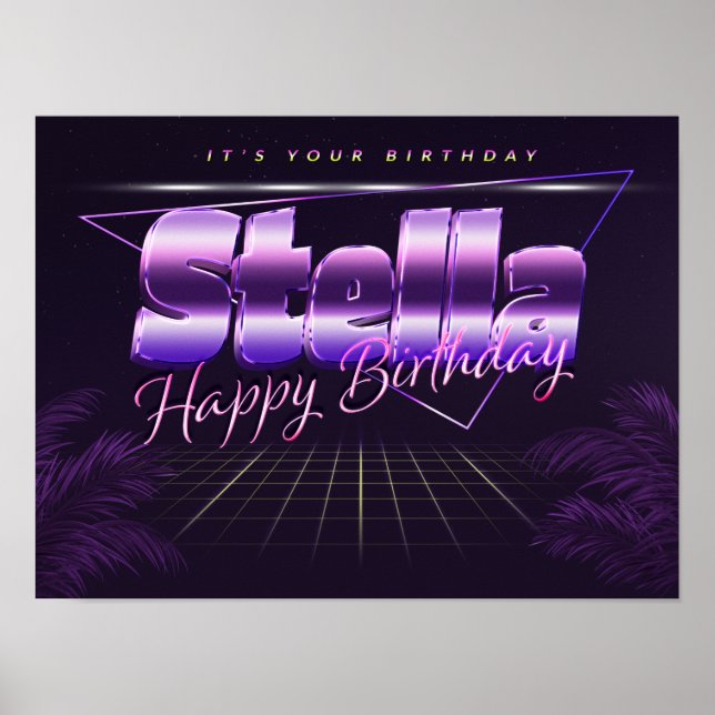 Stella Name First name lila retro Poster Birthday (Front)