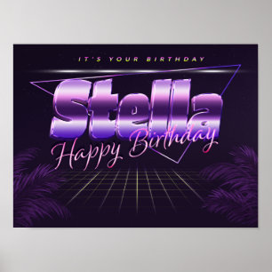 Stella Name Vorname lila retro Poster Geburtstag
