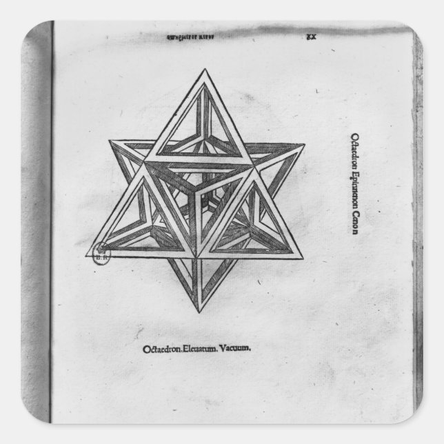 Stella octangula, from 'De Divina Proportione' Square Sticker (Front)