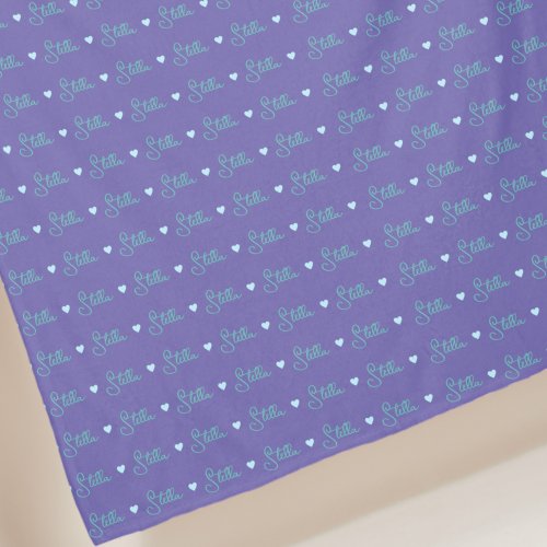 Stella repeating custom name and hearts on blue fleece blanket