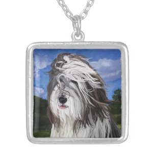 Stella the English Sheep Dog Silver Plated Necklace