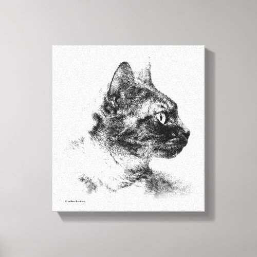 Stella the Grey Cat Charcoal Sketch Canvas Print