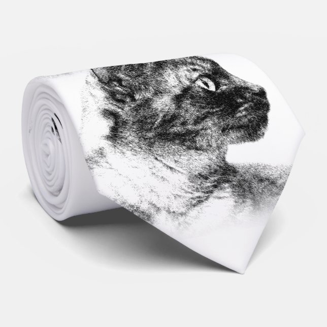 Stella the Grey Cat Neck Tie (Rolled)