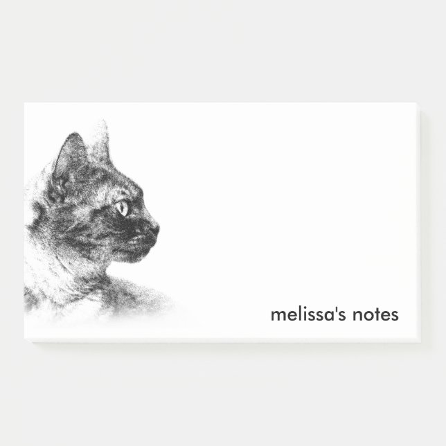 Stella the Grey Cat Profile Sketch Post-it Notes (Front)