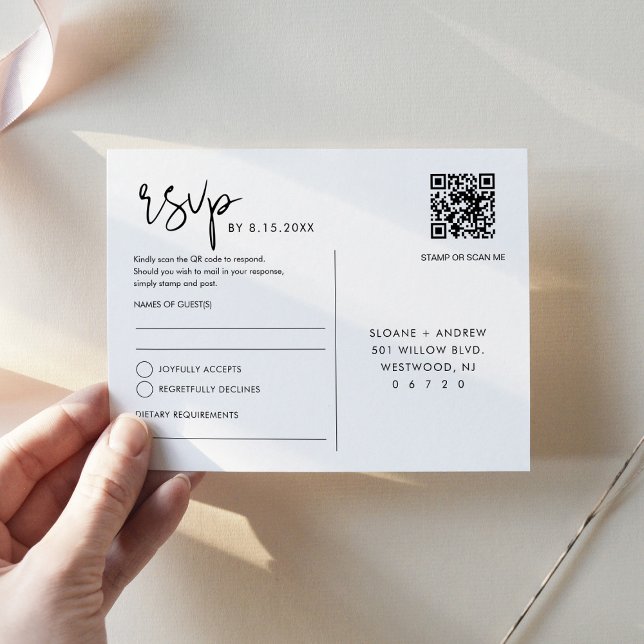 STELLA Wedding RSVP QR Code Postcard (Creator Uploaded)