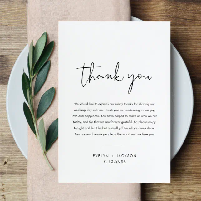 STELLA Wedding Thank you Letter Napkin Note Card | Zazzle