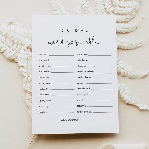 STELLA Word Scramble Bridal Shower Game Card