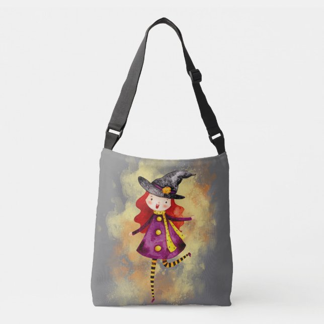 Stellalunarts Halloween Witch Cute Girl Crossbody Bag (Front)