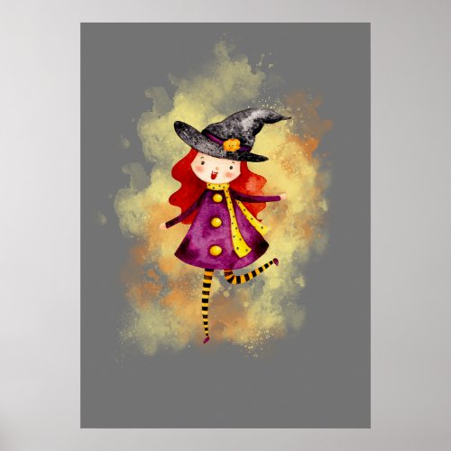 Stellalunarts Halloween Witch Cute Girl Poster