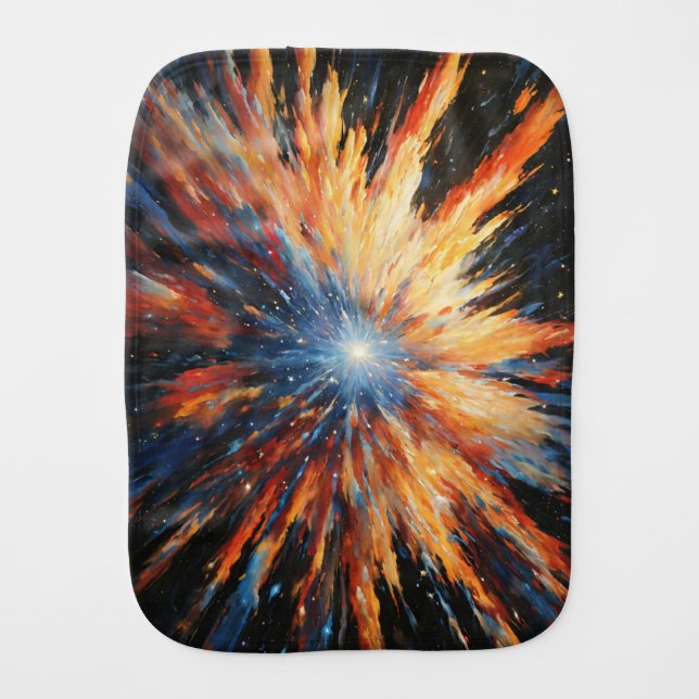 Stellar Blast: Cosmic Star Explosion Baby Burp Cloth (Front)