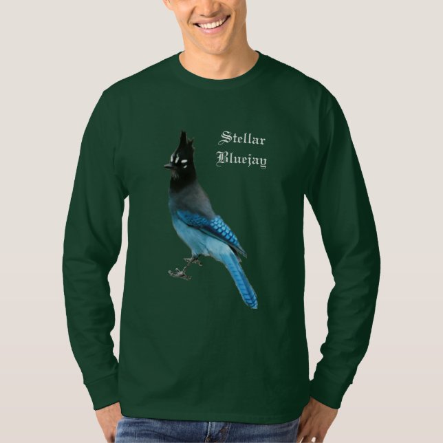 Stellar Blue Jay dark shirt (Front)