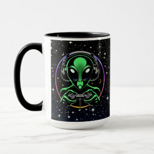 Stellar Button Smasher Alien Playing Video Games Mug