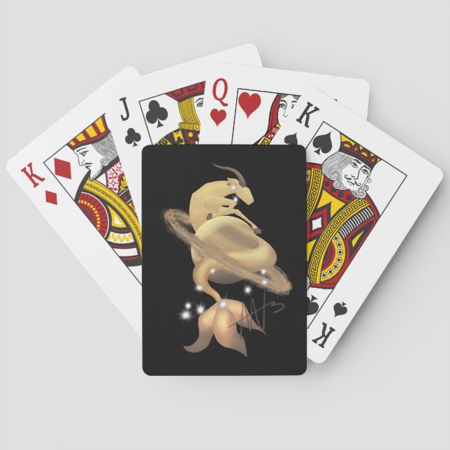 Stellar Capricorn Saturn Zodiac Poker Cards (Back)