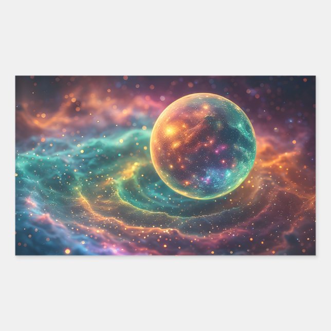 Stellar Dream Nebula Design Rectangular Sticker (Front)