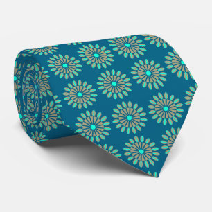 Stellar Geometric Floral Denim Blue Two-Sided Neck Tie