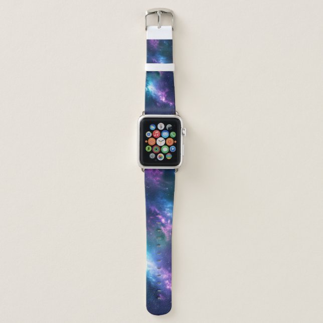 Stellar Illumination: Nebula with Glowing Stars Apple Watch Band (Front)